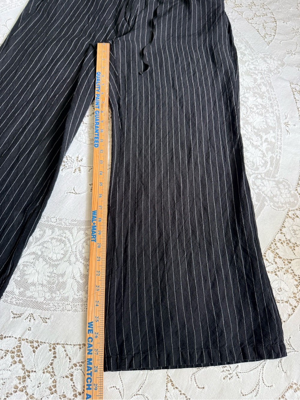 Lane Bryant Linen Rayon Pinstripe Wide Leg Pants Black White Size 14/16 - Picture 5 of 12